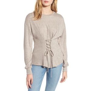 WAYF Ana Corset Sweatshirt Tan Cream Size Medium